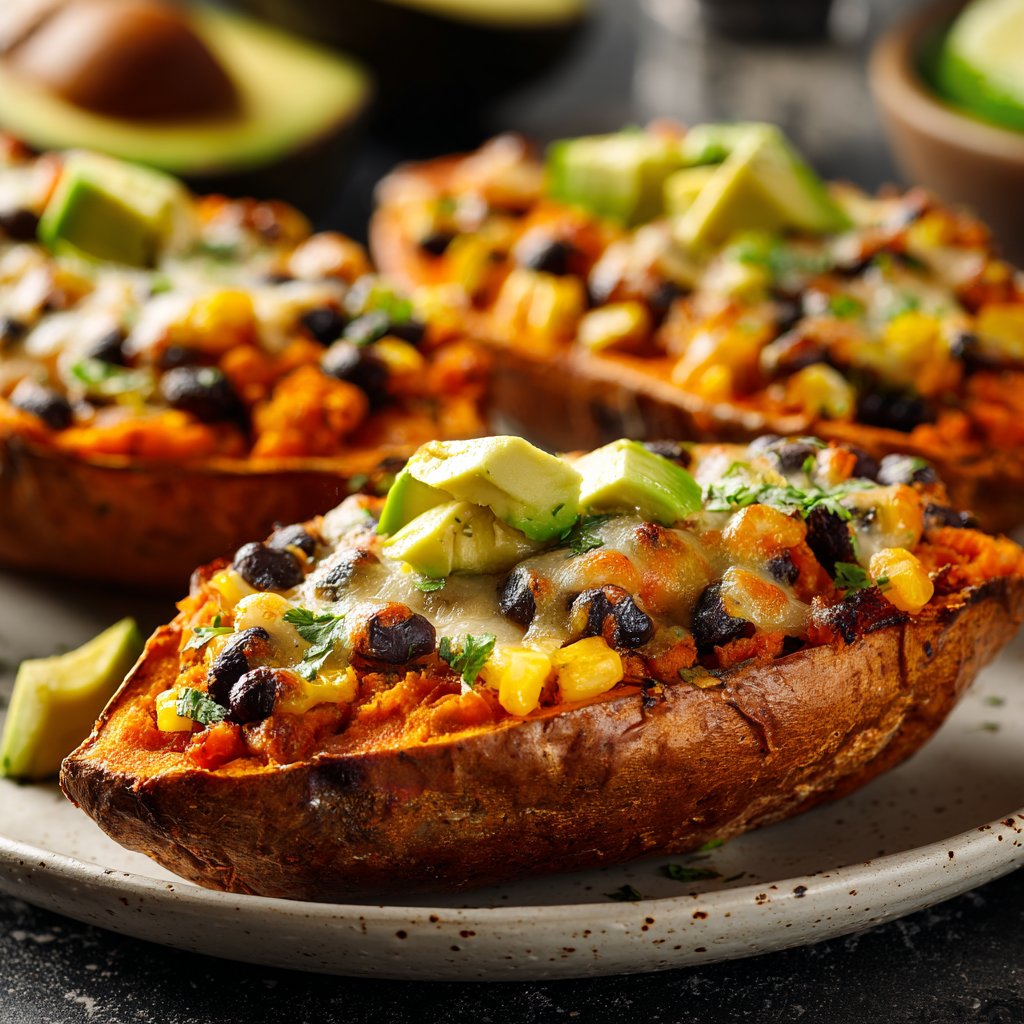 Baked Sweet Potato Veggie Boats