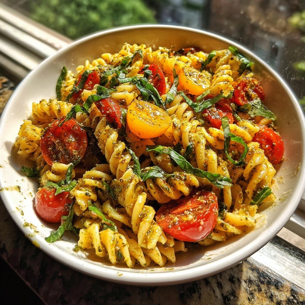 Healthy Lunch Pesto Pasta Salad