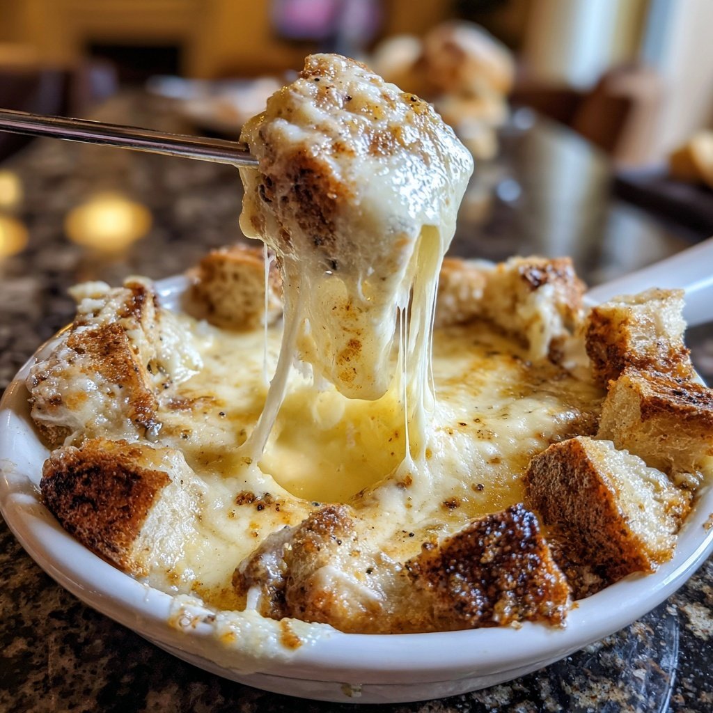 Fondue with White Wine and Garlic
