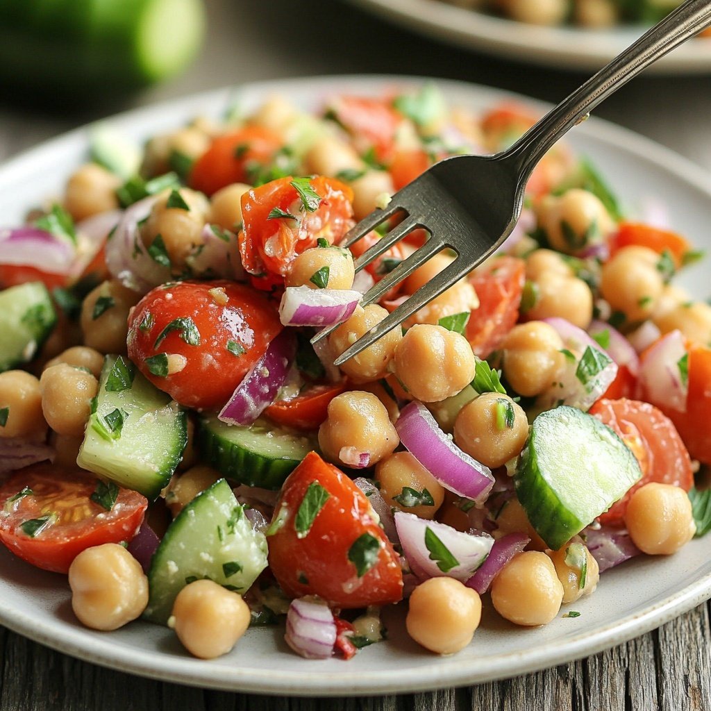 Healthy Mediterranean Chickpea Salad Lunch