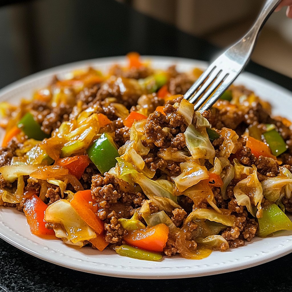 Ground Beef Cabbage Stir Fry