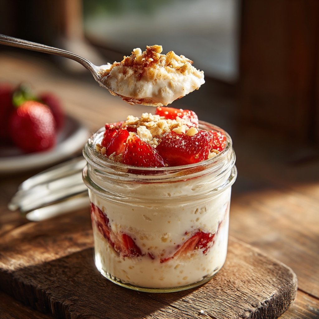Strawberry Cheesecake Overnight Oats No Bake