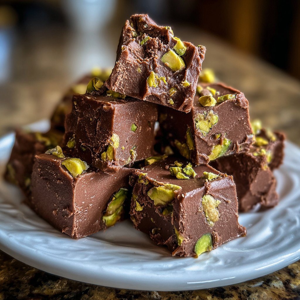 Chocolate Pistachio Fudge Bites