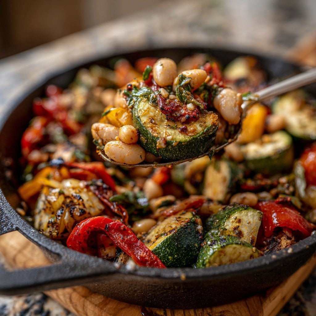 Roasted Veggie White Bean Skillet