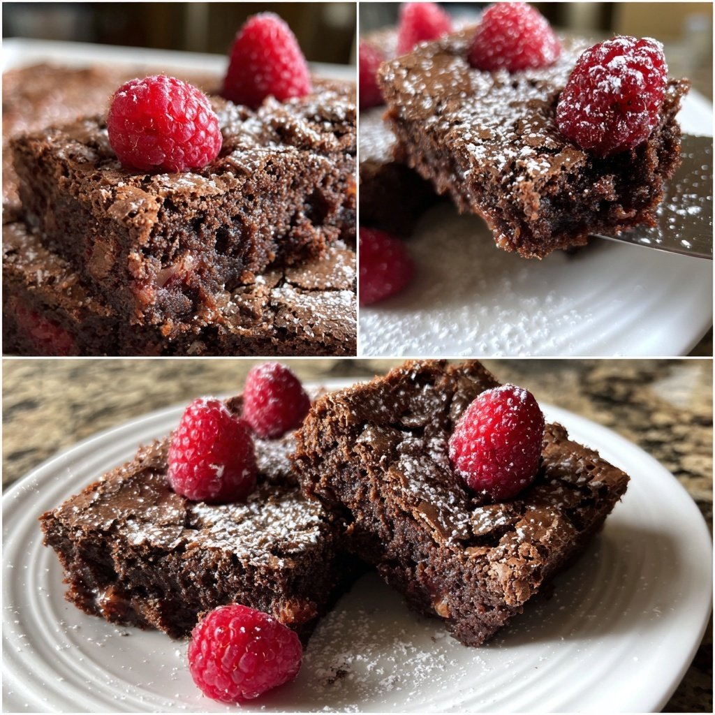 Cottage Cheese Brownies with Raspberries
