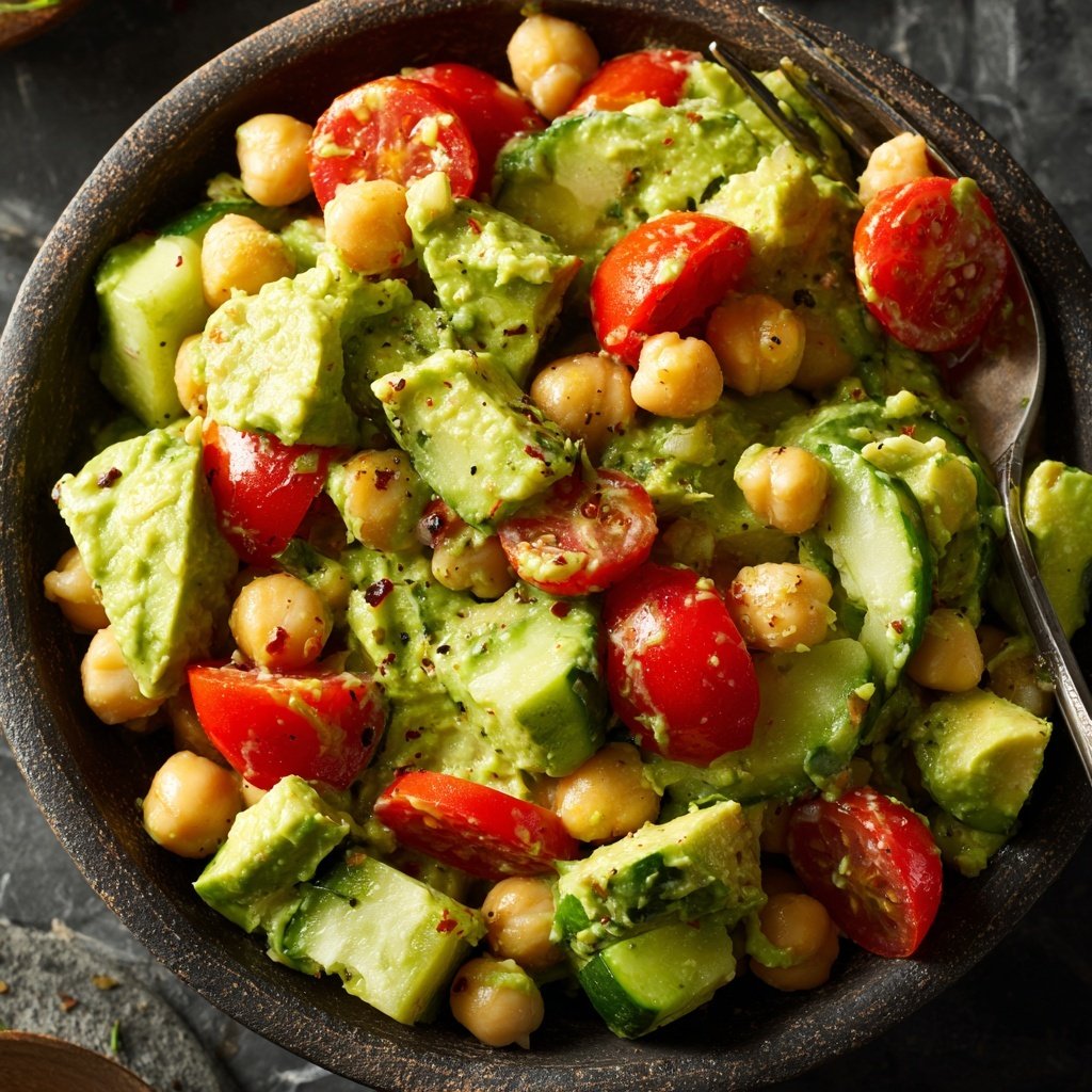 Healthy & Light Avocado Chickpea Salad